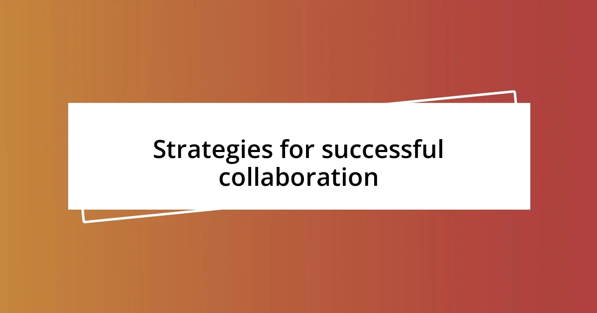 Strategies for successful collaboration