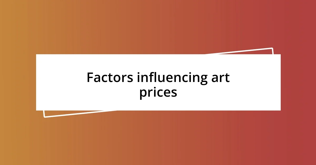 Factors influencing art prices